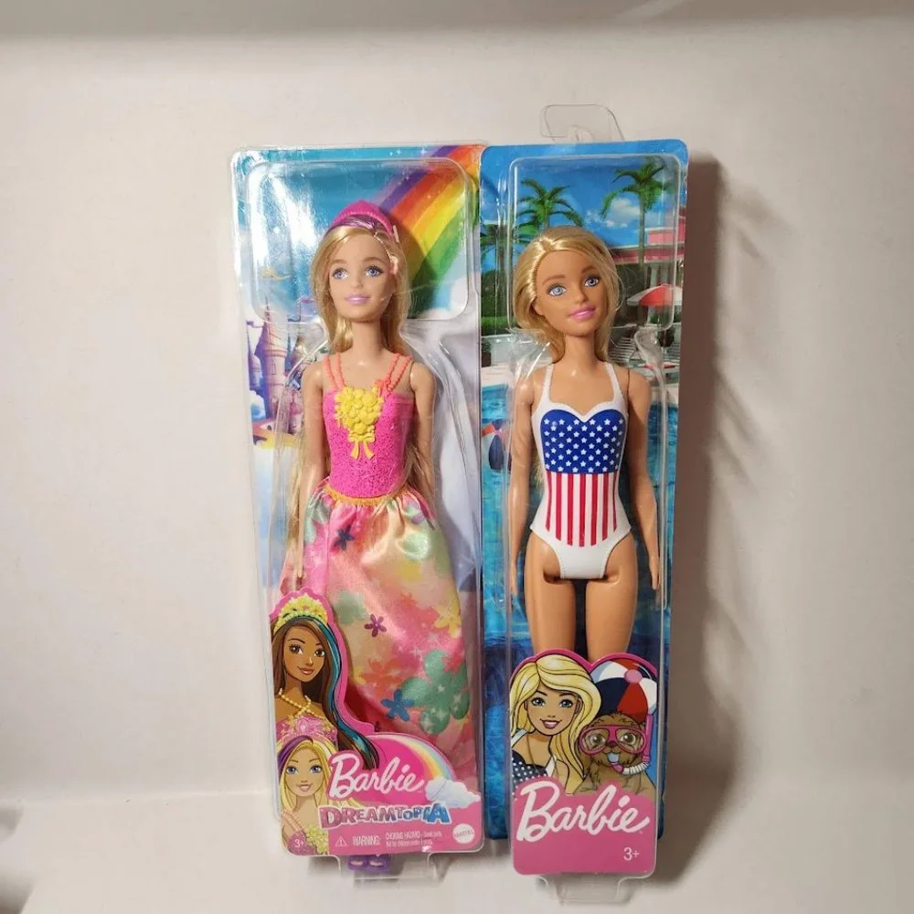 NEW Barbie Dolls Toy Bundle Dreamtopia Beach USA Flag Swimsuit Easter Basket